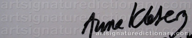 Authentic signature by Anna KLEBERG on  artwork