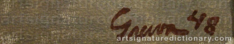 Authentic signature by Knut GRUVA on  artwork