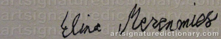 Authentic signature by Elina MERENMIES on artwork