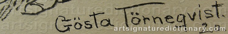 Authentic signature by Gösta TÖRNEQVIST on artwork