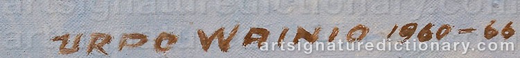 Authentic signature by Urpo VAINIO on  artwork