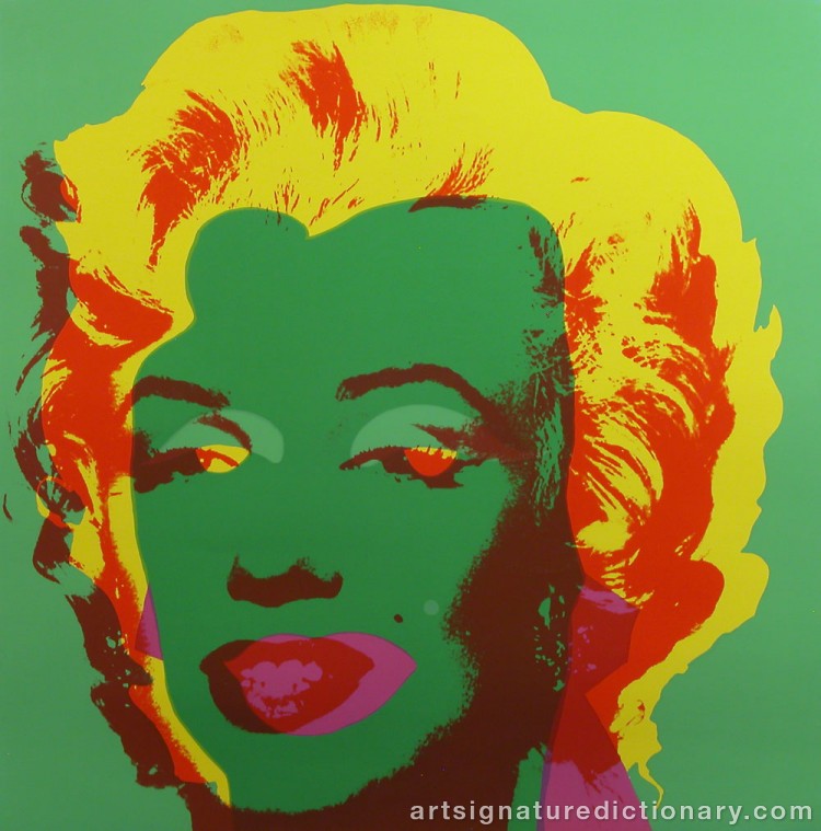 Close-up details showing Andy WARHOL signature forgery characteristics