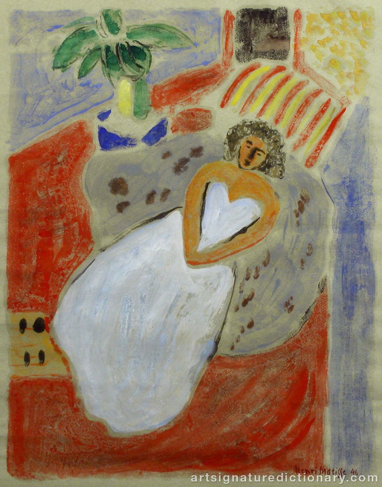 Close-up details showing Henri MATISSE signature forgery characteristics