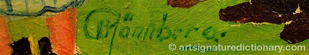 Authentic signature by Gerd BJÖRNBERG on  artwork