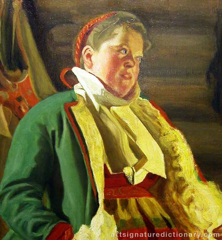 Close-up details showing Anders ZORN signature forgery characteristics