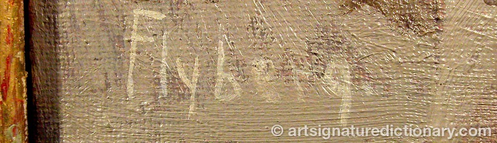 Authentic signature by B FLYBERG on  artwork