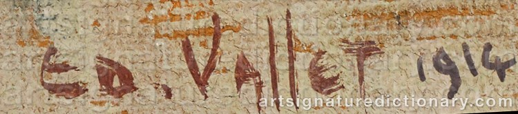 Authentic signature by Edouard Eugène VALLET on Painting/Watercolour artwork