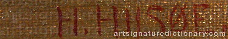 Authentic signature by Hans HILSØE on  artwork