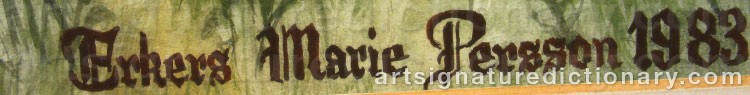 Authentic signature by Marie PERSSON on artwork