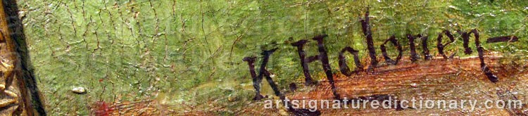 Authentic signature by Kalle HALONEN on  artwork