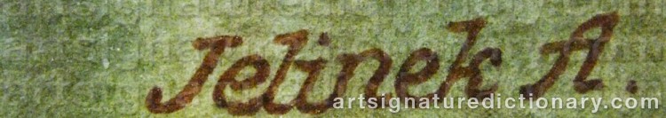 Authentic signature by Adolf J. Jelinek ALEX on Painting/Watercolour artwork