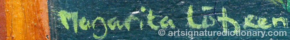 Authentic signature by Margarita HESSLER-LÖFGREN on artwork