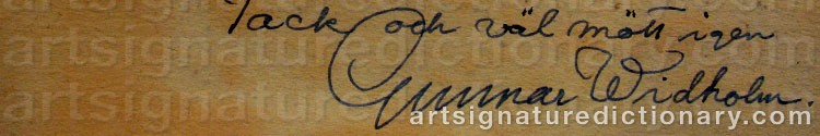 Authentic signature by Gunnar WIDHOLM on artwork