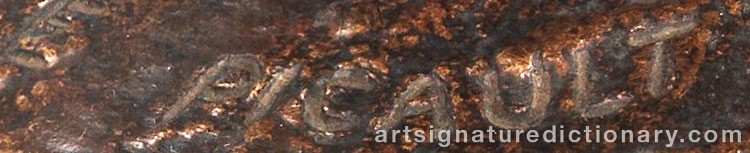 Authentic signature by Emile Louis PICAULT on artwork