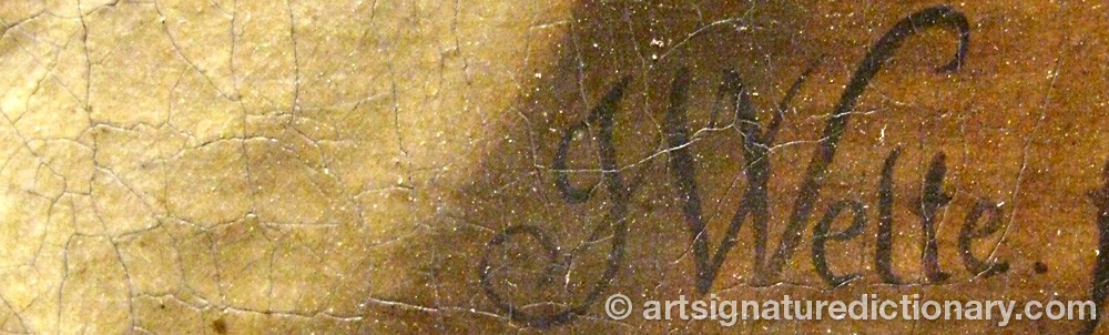 Authentic signature by J. WELTE on  artwork