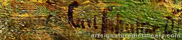 Authentic signature by Karl SCHULTZE on  artwork