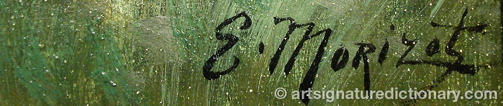 Authentic signature by E. MORIZOT on  artwork
