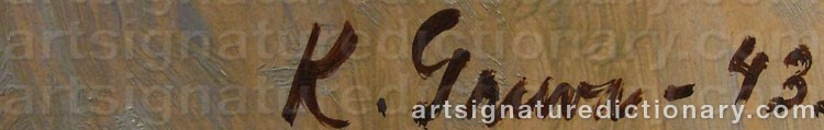 Authentic signature by Knut GRUVA on  artwork