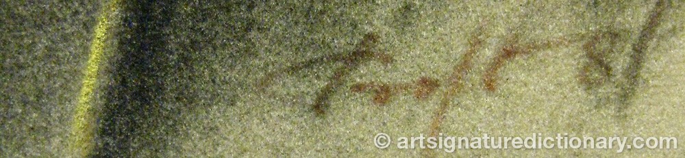 Authentic signature by Carl Erik PROFT on  artwork