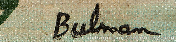 Authentic signature by Orville BULMAN on  artwork