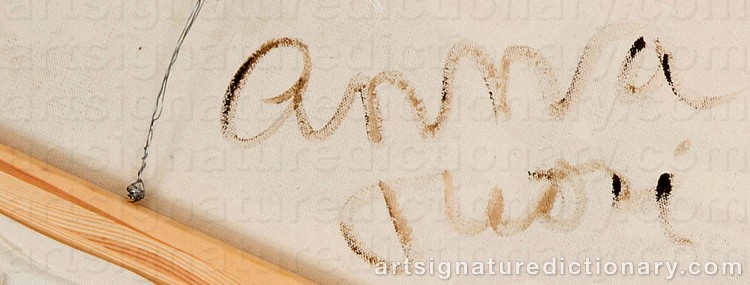 Authentic signature by Anna TUORI on Painting/Watercolour artwork