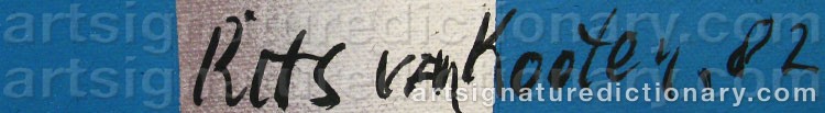 Authentic signature by Rits VAN KOOTEN on  artwork