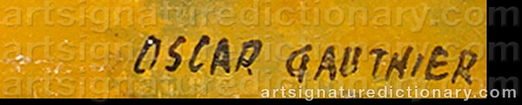 Authentic signature by Oscar GAUTHIER on  artwork