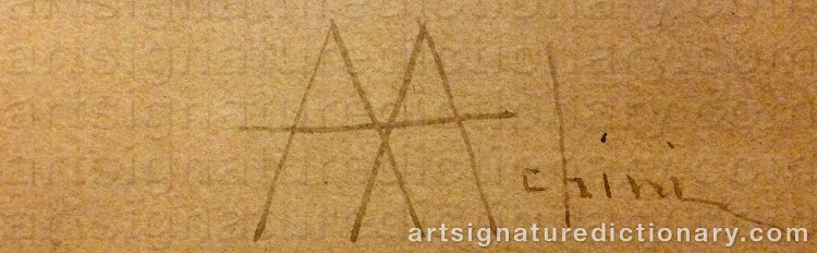 Authentic signature by Angelo ACHINI on  artwork