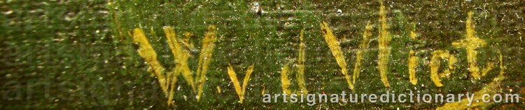 Authentic signature by Willem Van Der VLIET on  artwork