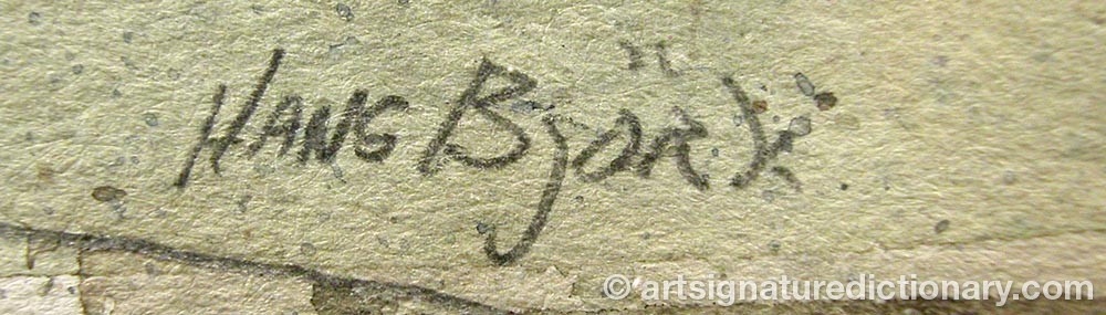 Authentic signature by Hans BJÖRK on  artwork