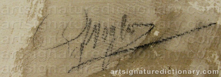 Authentic signature by Robert Julius BEYSCHLAG on  artwork