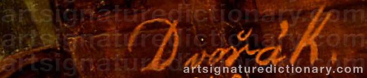 Authentic signature by Anton DVORAK on  artwork