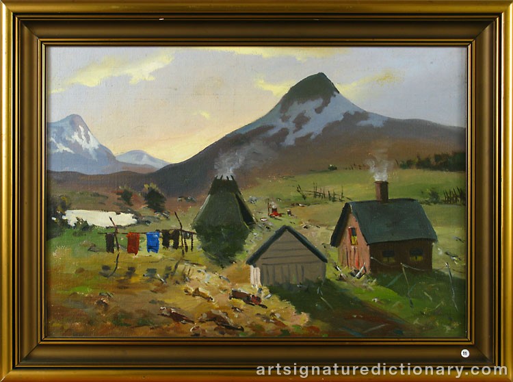 Close-up details showing Nils Nilsson (Sami Artist) SKUM signature forgery characteristics