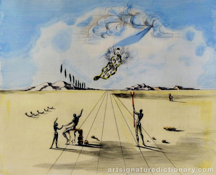 Close-up details showing Salvador DALI signature forgery characteristics