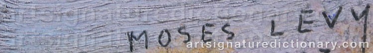 Authentic signature by Moses LEVY on  artwork