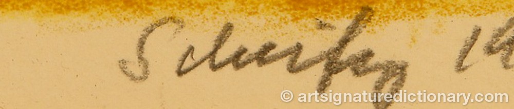 Authentic signature by Hans SCHERFIG on  artwork