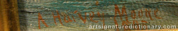 Authentic signature by A. Harvey MOORE on artwork