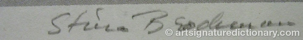 Authentic signature by Stina BROCKMAN on  artwork