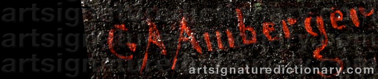 Authentic signature by Gustav Adolf AMBERGER on  artwork