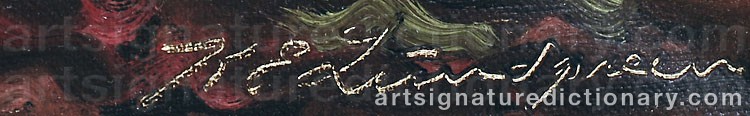 Authentic signature by Karl Emil LUNDGREEN on  artwork