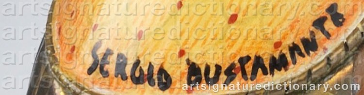 Authentic signature by Sergio BUSTAMANTE on  artwork