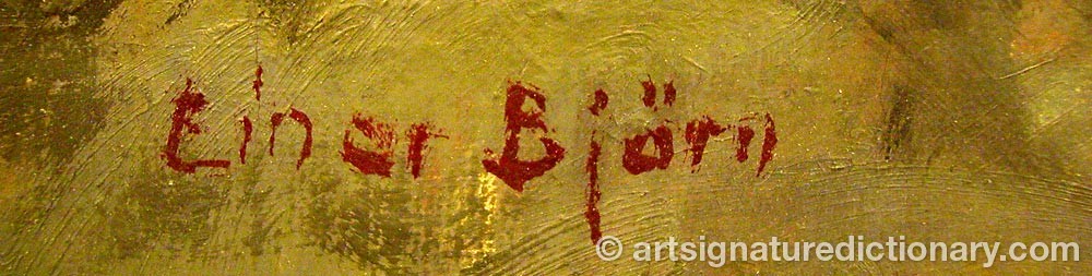 Authentic signature by Einar (Emil) BJÖRN on  artwork