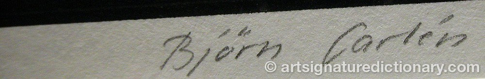 Authentic signature by Björn CARLÉN on  artwork