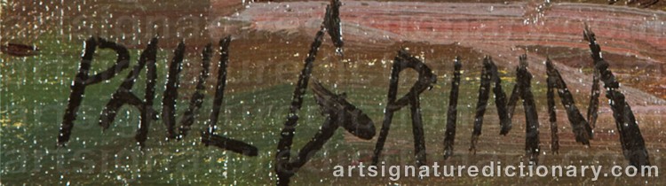Authentic signature by Paul A. GRIMM on Painting/Watercolour artwork