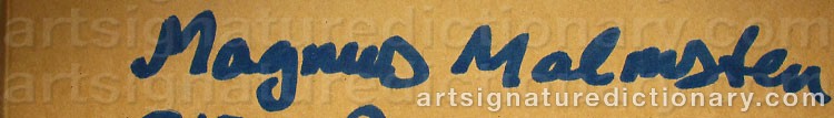 Authentic signature by Magnus MALMSTEN on  artwork
