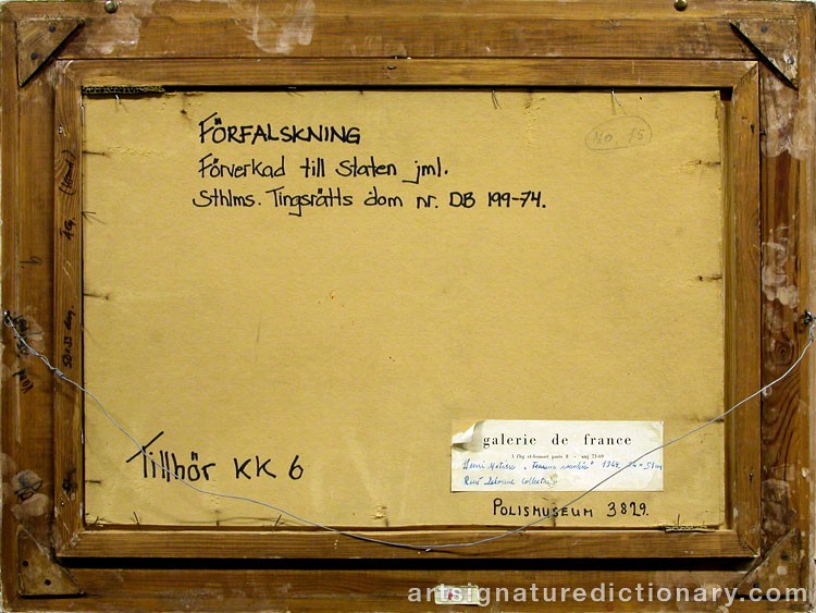Close-up details showing Henri MATISSE signature forgery characteristics