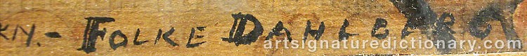 Authentic signature by Folke DAHLBERG on  artwork