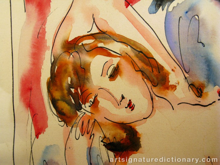 Close-up details showing Jules PASCIN signature forgery characteristics