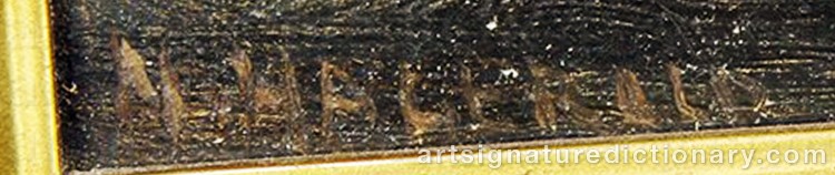 Authentic signature by Nels HAGERUP on Painting/Watercolour artwork