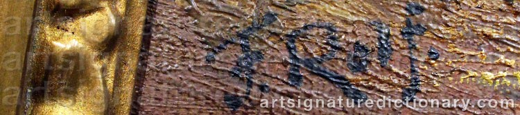 Authentic signature by F. ROLF on  artwork